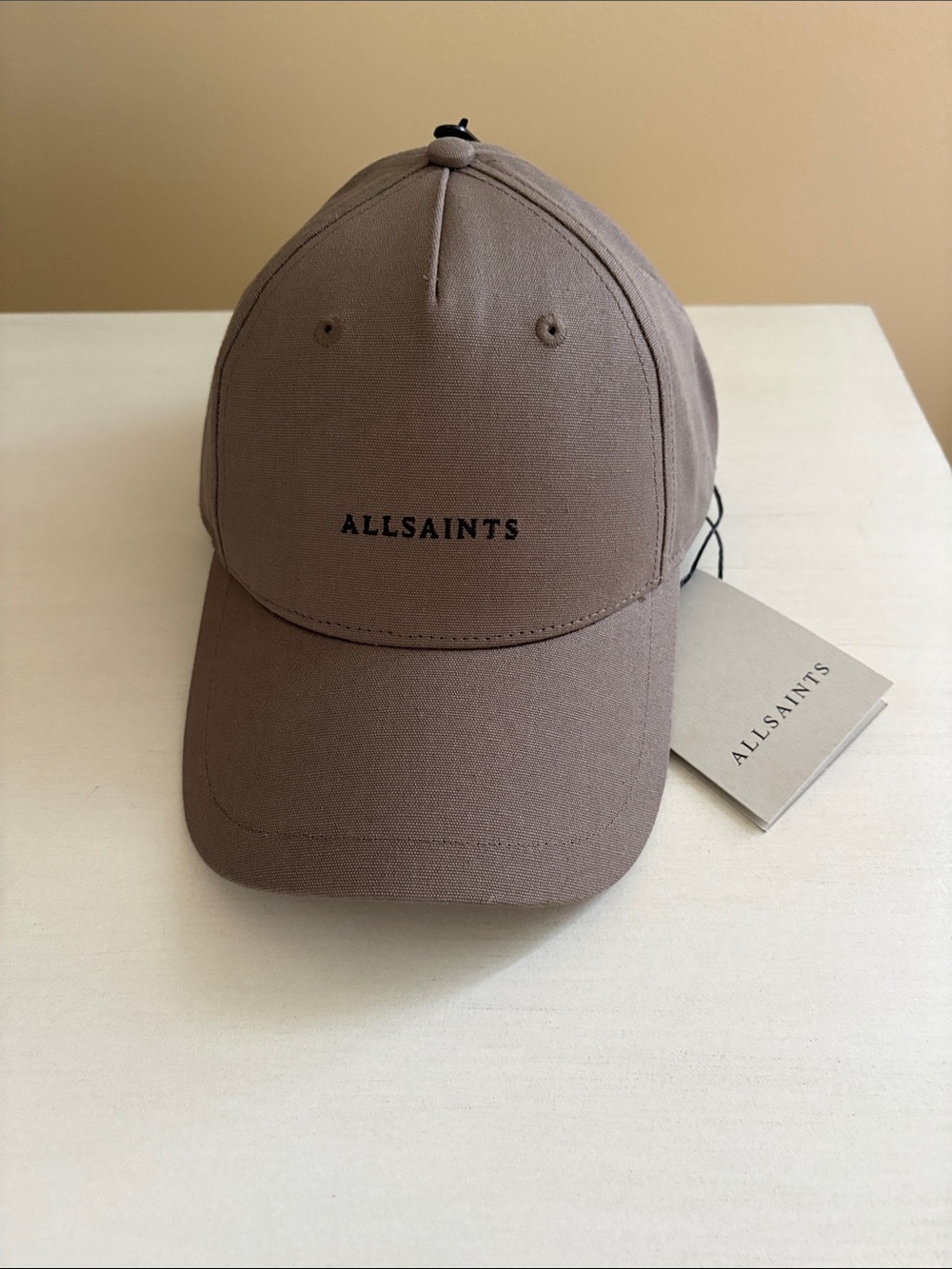 All Saints Taupe Logo Baseball Cap New Retail $69